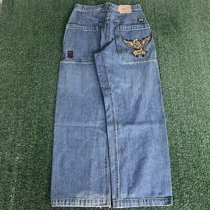 Vintage Y2K JNCO Wide-Leg Eagle Snake Skate Blue Jeans Size 20 31x29" 20" Opens - Picture 1 of 18