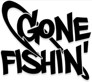 GONE FISHING Calcomanía Vinilo Ventana Coche Barco Peces Sobre Pegatina NUEVO - Imagen 1 de 7