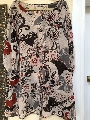 UNBRANDED TUNIC TOP ELBOW LENGTH SLEEVE DRAWSTRING BELT AT HIP RETRO SIZE 22 - Image 1 of 4