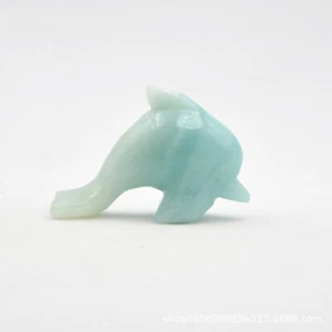 Natürlicher Amazonit Quarz Delfin Kristall geschnitzt Schweinswal Tier Figur Heilung - Bild 1 von 5