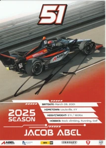 2025 JACOB ABEL signed INDIANAPOLIS 500 HERO PHOTO CARD INDY CAR HONDA RACING - Picture 1 of 2