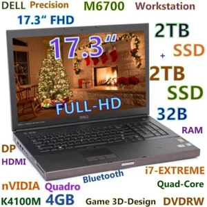 Workstation 17.3" DELL M6700 i7-EXTREM 4TB SSD DVDRW 32GB K4100M-4GB - Picture 1 of 14