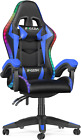 RGB Gaming Chair with LED Lights and Ergonomic Computer Chair Reclining PU Leath