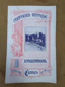 Courses de chevaux  : Programme du concours hippiques international Cannes 1914 - Foto 1 di 5