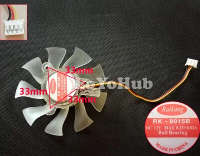 MSI 9800 9600 N240GT N250GTS-MD Blizzard graphics fan RK-8015B 12V 0.33A - Image 1 of 4