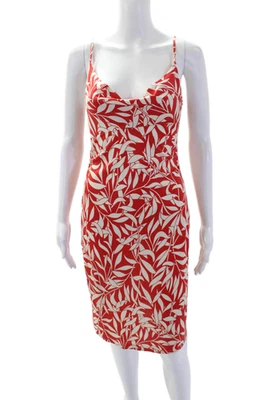 Mini Vestido Rojo Diane Von Furstenberg Mujer Vintage Estampado Hoja Seda Talla 4 Foto 1 de 4