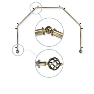 Twist 5-Sided 13/16 in. Dia Bay Window Single Curtain Rod in Antique Brass - Picture 1 of 2