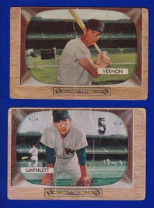 2 SENATORS LOT 1955 BOWMAN #45 TOM UMPHLETT #46 MICKEY VERNON - Picture 1 of 2