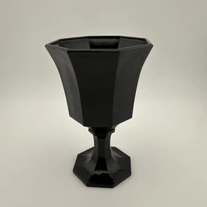 Independence Glass Co Black Octagonal Water or Wine Goblet 6” Tall Vintage - Picture 1 of 5
