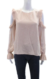 Intermix Womens Silk Accordion Pleat Trim Cold Shoulder Blouse Bare Pink Size 4 - Picture 1 of 4