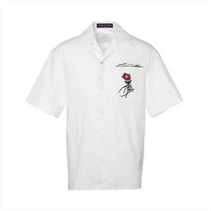 Louis Vuitton 24SS Cotton Shirt M Men's White RM241 Pont Neuf Logo Flower embro - Picture 1 of 8