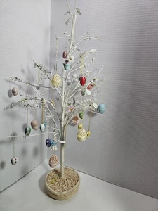 Vintage Easter Tree Hand-Painted Wooden Easter Ornaments Eggs Lot - Picture 1 of 10