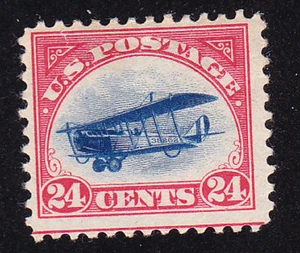US Scott C3 old 24c Curtiss Jenny 1st issue air mail stamp M/H/OG CV $65 - Picture 1 of 1