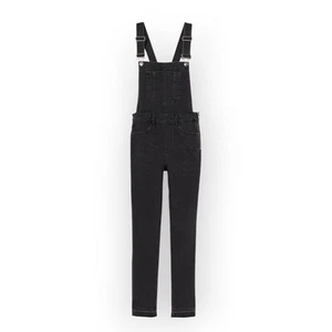 8 H&M Divided Denim Dungaree Black Stretch Overall Skinny Side-Zip FREE SHIPPING - Picture 1 of 6