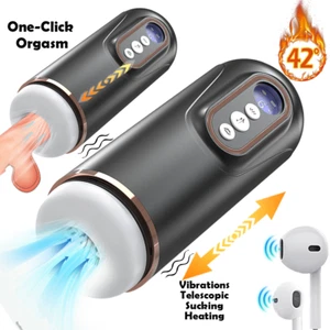 Male Masturbaters Automatic HandsFree Telescopic Sucking Cup Stroker Men Sex Toy - Picture 1 of 15