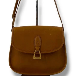 Burberrys Vintage Leather Shoulder Bag Saddle Style Brown Gold Hardware Used - Picture 1 of 13