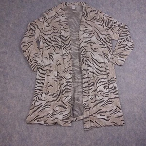 Chico’s Cardigan Sweater XL 3 Tunic Long Open Front Animal Print - Picture 1 of 8