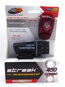 Cygolite Streak 450 Headlight and Hotshot SL50 Taillight Bike Light USB Recharge - Picture 1 of 1