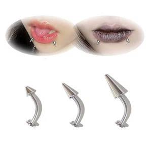 3pcs Stainless Steel Bent Rod Labret Lip Earrings Body Piercing Jewelry - Picture 1 of 6
