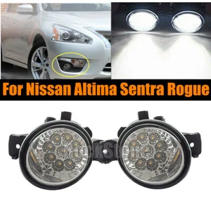 Pair of LED Bumper Fog Light Driving Lamps For Nissan Altima Sentra Rogue - Picture 1 of 9