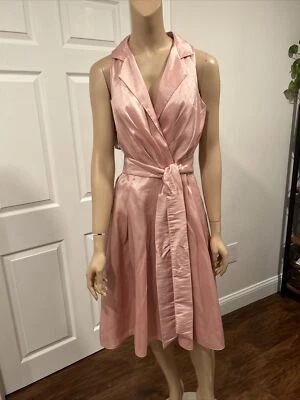 Alfred Angelo Dress Shaely Bugs Petal Pink Faux Wrap Dress Taffeta 50s Size 10 - Image 1 of 4
