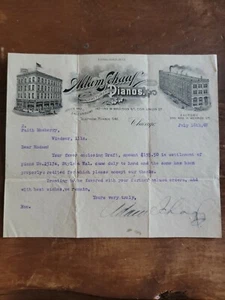 Adam Schaaf Pianos 1907 VINTAGE Receipt Autographed, Chicago - Picture 1 of 4