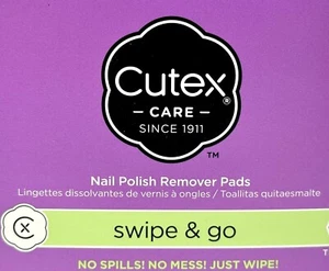 NAIL POLISH REMOVER PADS 10 Individual Wrapped Pads SWIPE and GO by Cutex Care - Picture 1 of 7