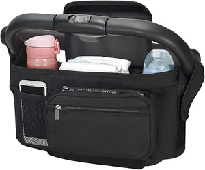 Universal Pram Organiser Bag Large Stroller Organiser with Cup Holders and Shoul - Picture 1 of 6