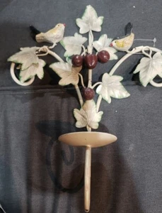 Antique Bird Tole Wall Candle holder Shabby Chic Toleware - Picture 1 of 9