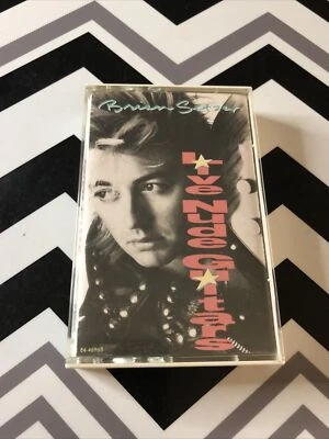 Vintage 1988 Cassette Tape Brian Setzer Live Nude Guitars EMI Manhattan Records Foto 1 de 4