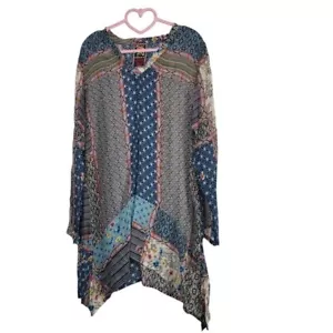 Johnny Was Long Sleeve Washable Geometric Print Rayon Tunic Size XS - Picture 1 of 4