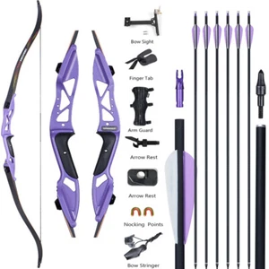 56" Archery Takedown Recurve Bow & Arrows Kit Metal Riser for Right Hand 18-50lb - Picture 1 of 24