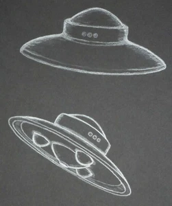 UFO flying saucer spaceship drawing artist Jerome Cadd - Picture 1 of 6