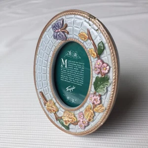 Terragrafics Foto Bilderrahmen oval gefliest Floral Blume Schmetterling Vintage - Bild 1 von 12
