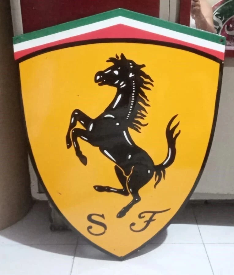 Ferrari  Porcelain Enamel Heavy Metal Sign 28 Inches Single  Side - Image 1 of 3