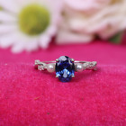 1.50Ct Oval Cut Simulated Blue Sapphire Woman's Wedding Ring 14K White Gold Over