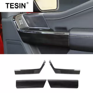 Cubierta de manijas de puerta interiores de grano de madera negra decoración para Ford F150 21+ accesorios - Imagen 1 de 11