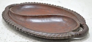 Vintage Wooden Small Oval Serving Tray Original Old Hand Crafted - Picture 1 of 8