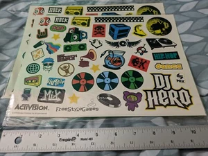 DJ Hero Sticker Sheets for Wii PS2 Xbox - Two Sets of Decals, Unused Sealed - Picture 1 of 3