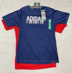 NEW Adidas Youth Boy's 2-Pack Performance Tee, Navy Blue / Red, XL (18-20) - Picture 1 of 3