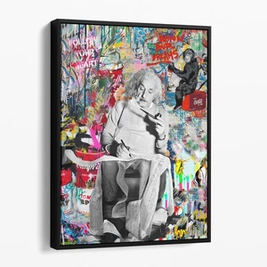 Einstein On The Toilet Banksy Funny Bathroom Canvas Wall Art Print - Picture 1 of 7