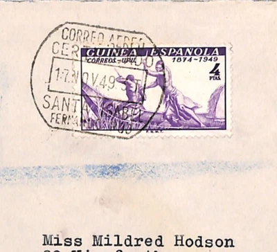 SPANISH GUINEA Cover 1949 *UPU* 4p HIGH VALUE Santa Isabel FERNANDO POO CDS WF50 - Image 1 of 4
