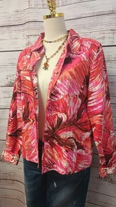 Choices Petite Sz L Lightweight Jacket / Top Beautiful Colors Fabric 100% Cotton - Picture 1 of 11