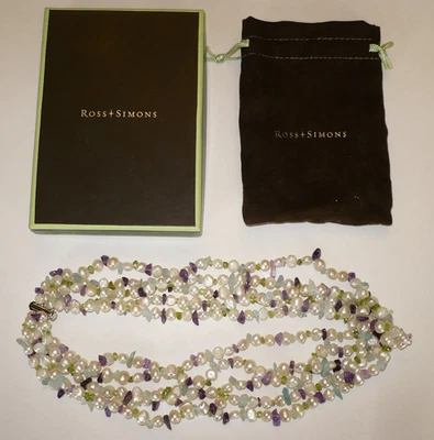 Collar de perlas de cinco hebras de piedras preciosas genuinas arco iris Ross Simons 19 1/2"" Foto 1 de 4