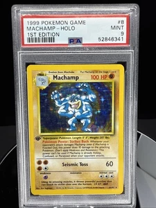Pokemon Game Machamp 8/102 1999 primera edición Holo PSA 9 - Imagen 1 de 2