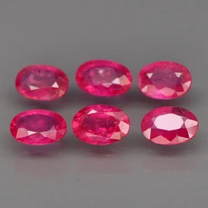 Ovalado 6x4 mm. ¡El mejor color! Top rojo rosa rubí (color Vietnam) 6 piezas/3,30 quilates - Imagen 1 de 6