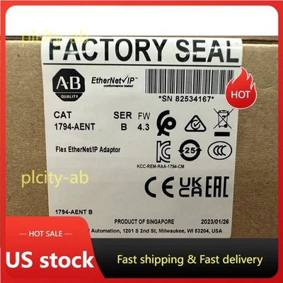 Allen-Bradley 1794-AENT New Flex I/O EtherNet/IP Adaptor AB 1794AENT US Free Tax - Image 1 of 4