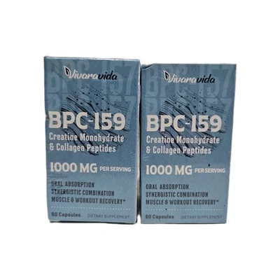 Paquete de 2 cápsulas Vivaravida Creatina Monohidrato 1000 mg Nutrición Vegana 60Ct Foto 1 de 4