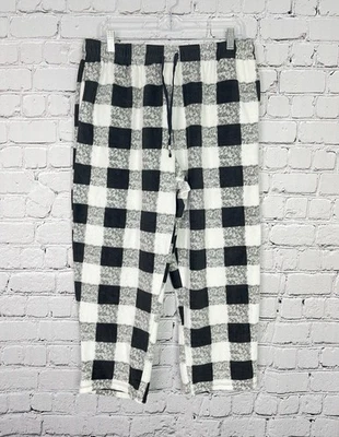 CUDDL DUDS PL女式睡衣裤黑色白色格子柔软抓绒 — 第 1/4 张图片