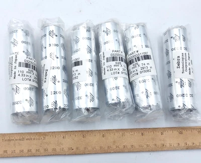 *6 рулонов* Zebra 03200GS11007 восковая смола высокая перфорация полимерная лента 4,3 дюйма x 244 фута 3200 - Изображение 1 из 4
